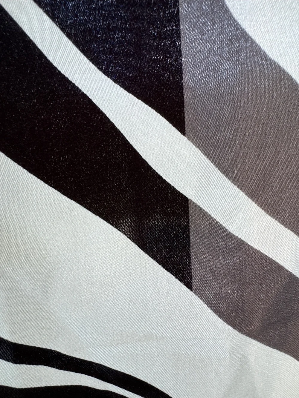 Unbranded silky black and white zebra print scarf.
